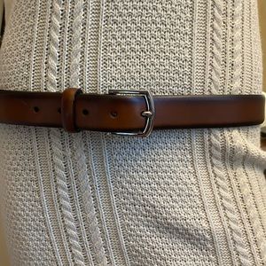 COLE HAAN Men's Brown Leather Belt Solid Silver Buckle 36/90